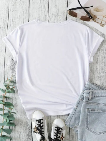 Graphic Round Neck Short Sleeve T-Shirt - Cute Little Wish