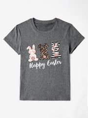 HAPPY EASTER Round Neck Short Sleeve T-Shirt - Cute Little Wish