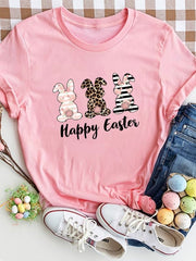 HAPPY EASTER Round Neck Short Sleeve T-Shirt - Cute Little Wish