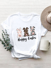 HAPPY EASTER Round Neck Short Sleeve T-Shirt - Cute Little Wish