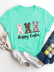 HAPPY EASTER Round Neck Short Sleeve T-Shirt - Cute Little Wish