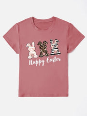 HAPPY EASTER Round Neck Short Sleeve T-Shirt - Cute Little Wish