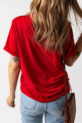 Heart Round Neck Short Sleeve T-Shirt - Cute Little Wish