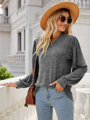 Heathered V - Neck Long Sleeve T-Shirt