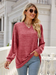 Heathered V - Neck Long Sleeve T-Shirt