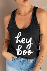 HEY BOO Graphic Tank Top - Cute Little Wish