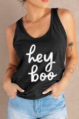 HEY BOO Graphic Tank Top - Cute Little Wish