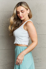 HIDDEN Bow Down Sleeveless Ruffle Crop Top - Cute Little Wish