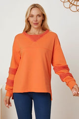 High - Low Round Neck Long Sleeve Sweatshirt