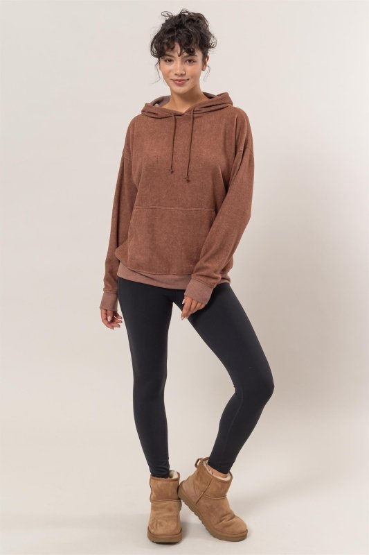 HYFVE Brushed Long Sleeve Hoodie with Kangaroo Pocket