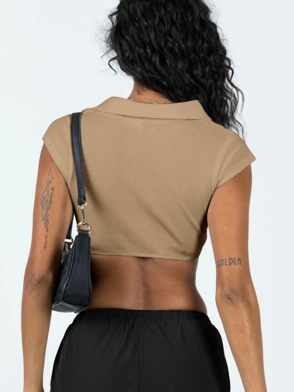 Johnny Collar Cropped Top - Cute Little Wish