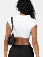 Johnny Collar Cropped Top - Cute Little Wish