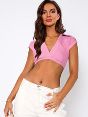 Johnny Collar Cropped Top - Cute Little Wish