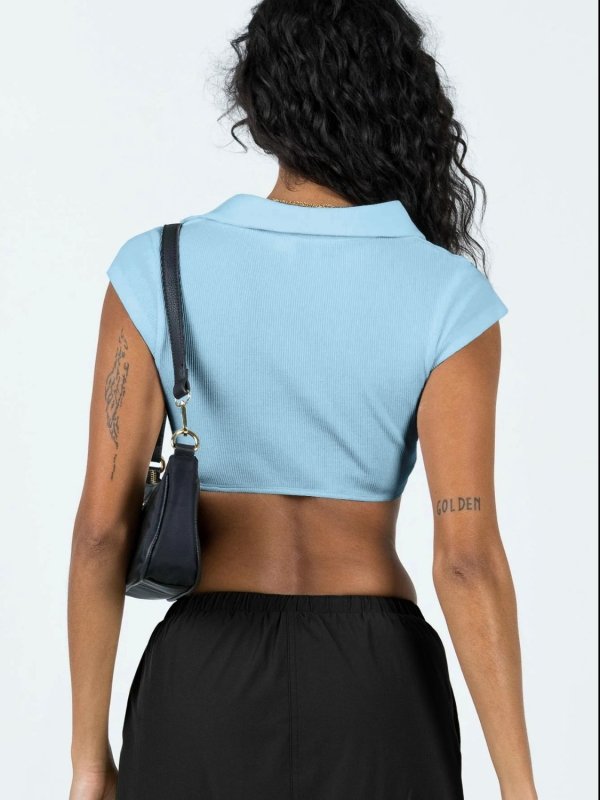 Johnny Collar Cropped Top - Cute Little Wish