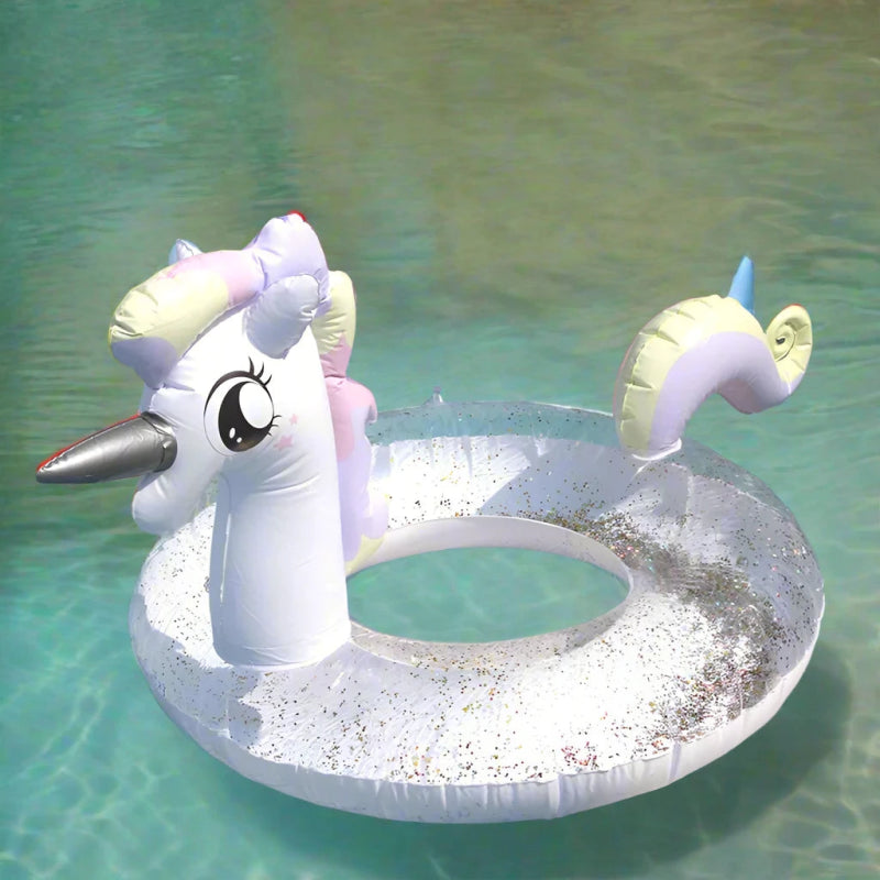 Kawaii Glitter Unicorn Inflatable Pool Floatie - Cute Little Wish