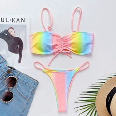 Kawaii Pastel Tie - Dye T - Back Bikini - Cute Little Wish