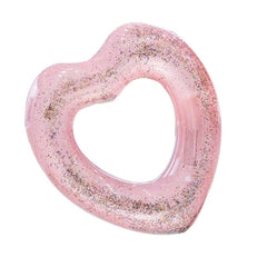 Kawaii Sequin Pink Heart Swimming Ring Heart - Shaped Inflatable Pool Floatie - Cute Little Wish