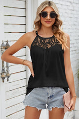 Lace Detail Round Neck Sleeveless Top - Cute Little Wish