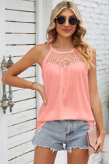 Lace Detail Round Neck Sleeveless Top - Cute Little Wish