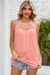 Lace Detail Round Neck Sleeveless Top - Cute Little Wish