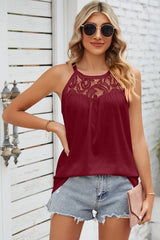 Lace Detail Round Neck Sleeveless Top - Cute Little Wish