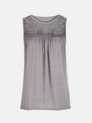 Lace Detail Round Neck Tank - Cute Little Wish