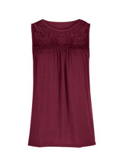 Lace Detail Round Neck Tank - Cute Little Wish