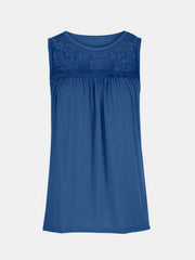 Lace Detail Round Neck Tank - Cute Little Wish