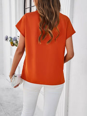 Lace Detail V-Neck Cap Sleeve Blouse - Cute Little Wish