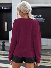 Lace Detail V-Neck Long Sleeve Top - Cute Little Wish