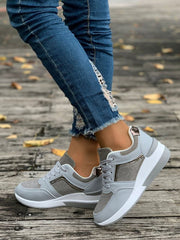 Lace - Up Rhinestone Wedge Sneakers