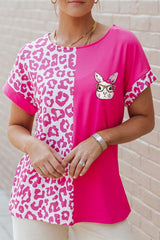 Leopard Round Neck Short Sleeve T-Shirt - Cute Little Wish