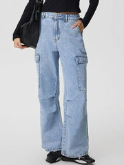 Mid - Rise Waist Jeans with Pockets