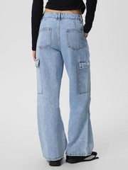 Mid - Rise Waist Jeans with Pockets