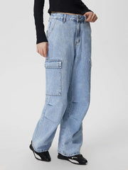 Mid - Rise Waist Jeans with Pockets