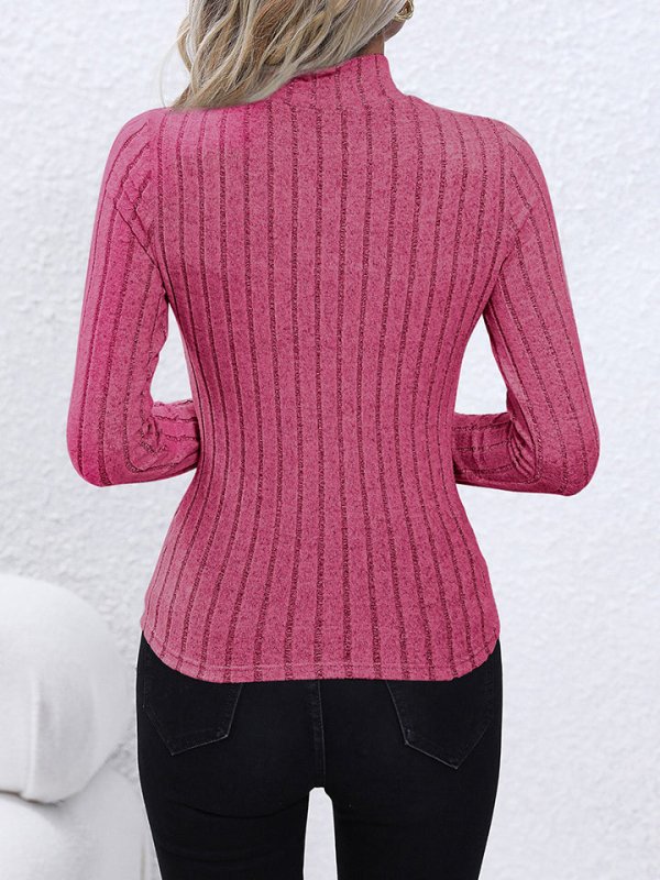 Mock Neck Long Sleeve Knit Top - Cute Little Wish