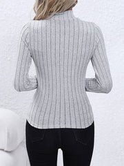 Mock Neck Long Sleeve Knit Top - Cute Little Wish