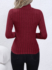 Mock Neck Long Sleeve Knit Top - Cute Little Wish