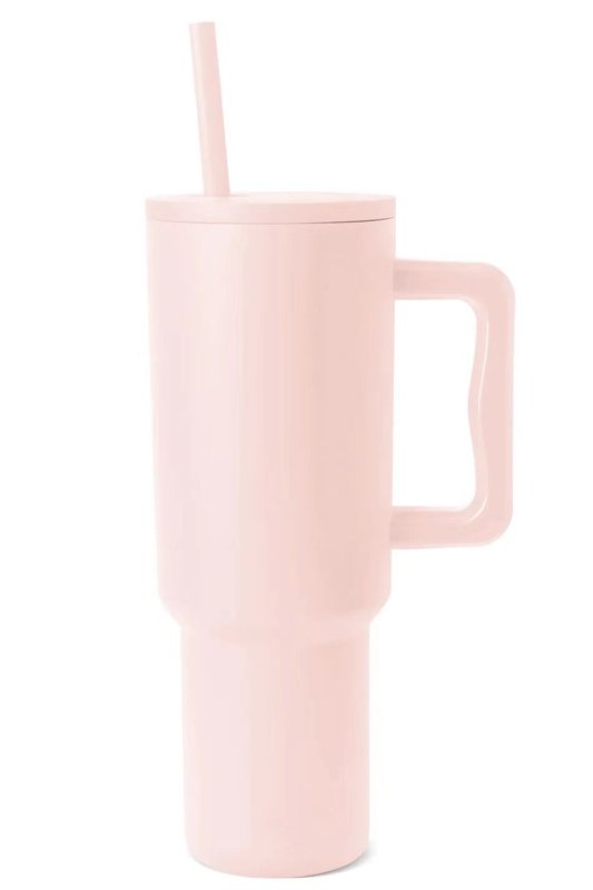 Monochromatic Stainless Steel Tumbler with Matching Straw - Cute Little Wish