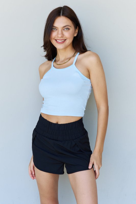 Ninexis Everyday Staple Soft Modal Short Strap Ribbed Tank Top in Blue - Cute Little Wish