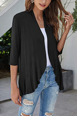 Open Front Three-Quarter Sleeve Cardigan - Cute Little Wish