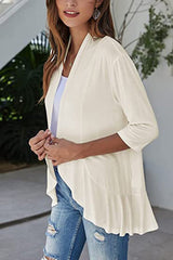 Open Front Three-Quarter Sleeve Cardigan - Cute Little Wish