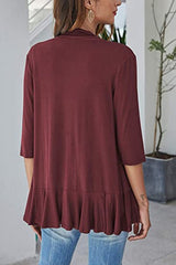 Open Front Three-Quarter Sleeve Cardigan - Cute Little Wish