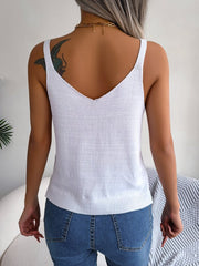 Openwork Scoop Neck Knit Tank Top - Cute Little Wish