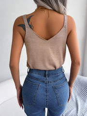 Openwork Scoop Neck Knit Tank Top - Cute Little Wish