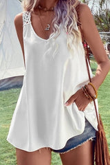 Openwork V-Neck Tank - Cute Little Wish