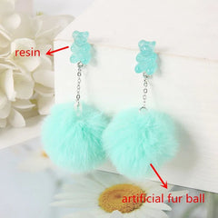 Pastel Mint Aesthetic Pom-Pom Accent Earrings - Cute Little Wish