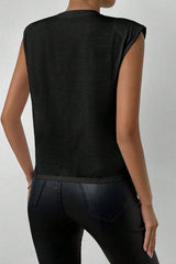 Pearl Detail Round Neck Tank - Cute Little Wish