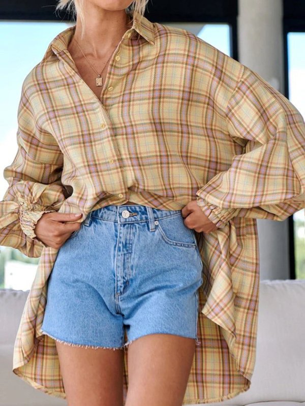 Plaid Button Up Long Sleeve Shirt