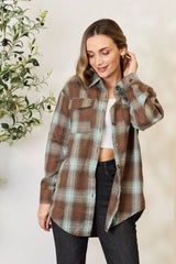 Plaid Dropped Shoulder Shirt - Cute Little Wish